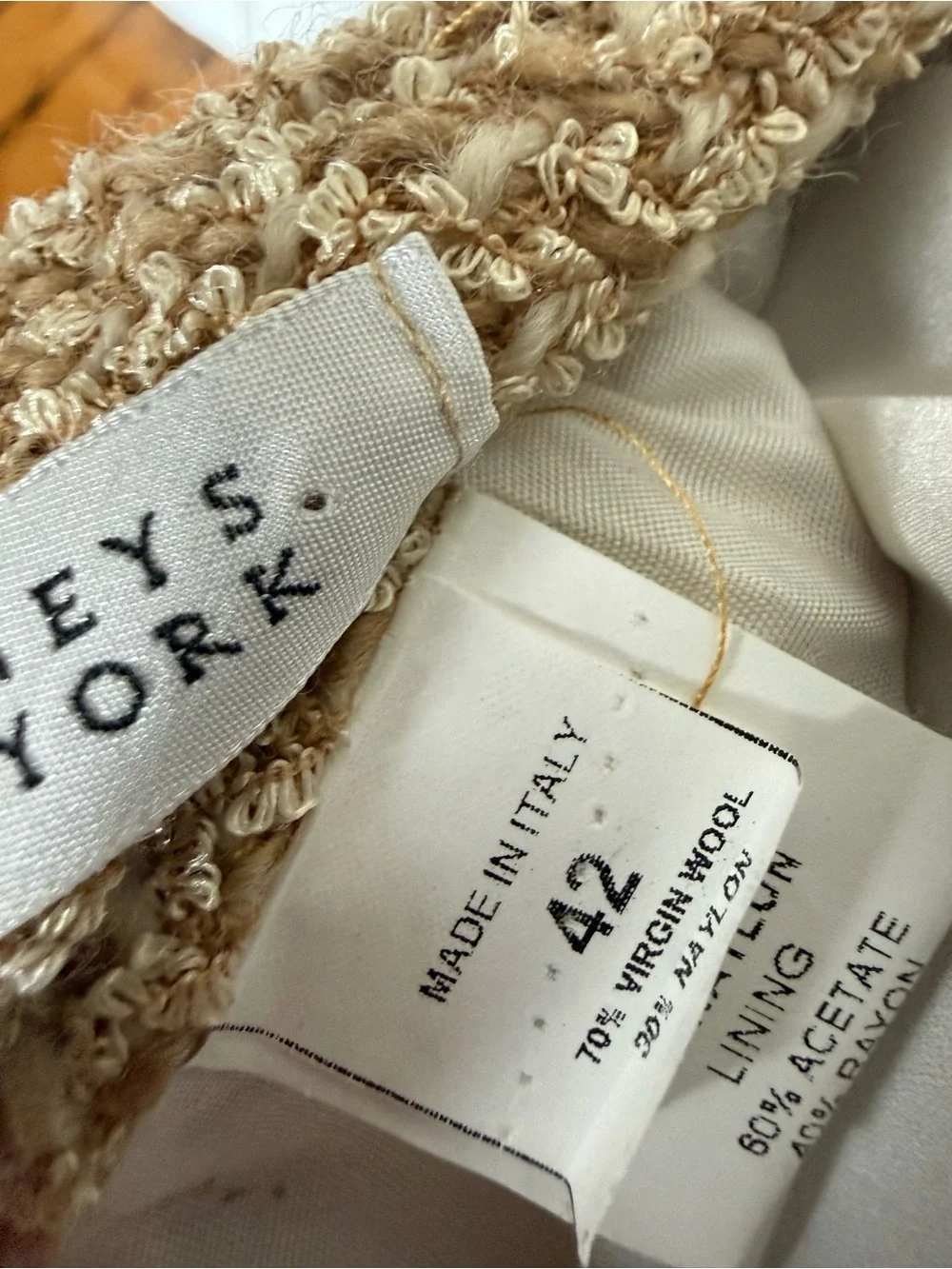 Barneys New York Beige Boucle Tweed Skirt